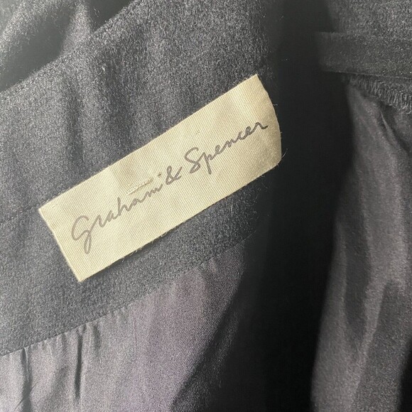 Graham & Spencer Wool Silk dress Black SZ Small Short Puff Sleeve Knee Length - Picture 5 of 12